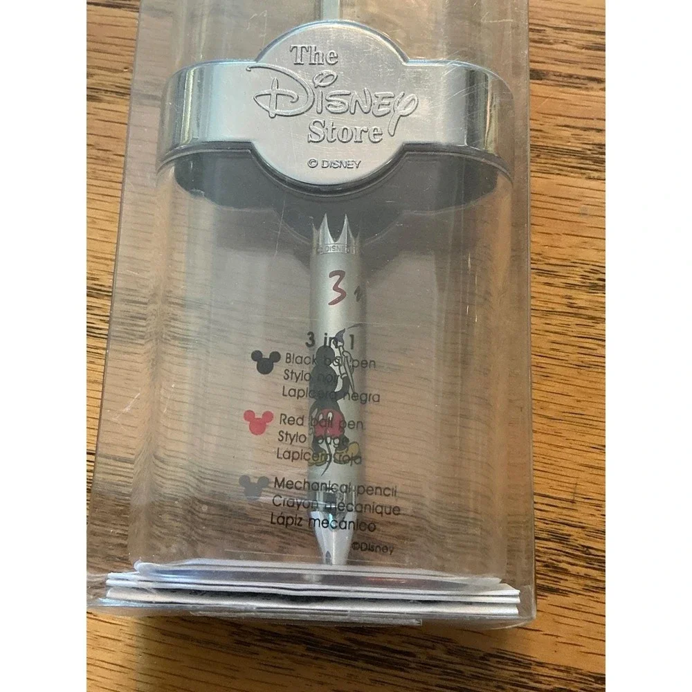 Disney Store 3-in-1 Multi-Function Pen Mechanical Pencil Mickey Mouse Silver New